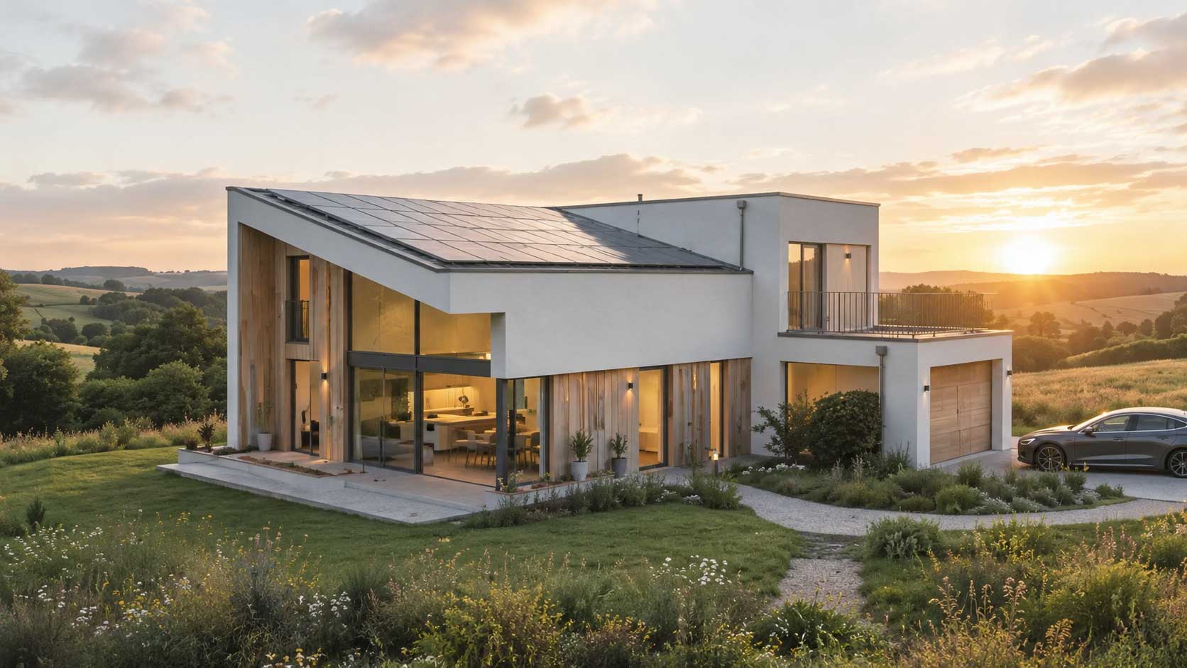 Abends: Solarstrom, auch nach Sonnenuntergang